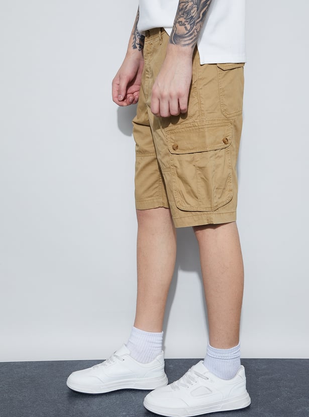 FAME FOREVER Solid Cargo Shorts