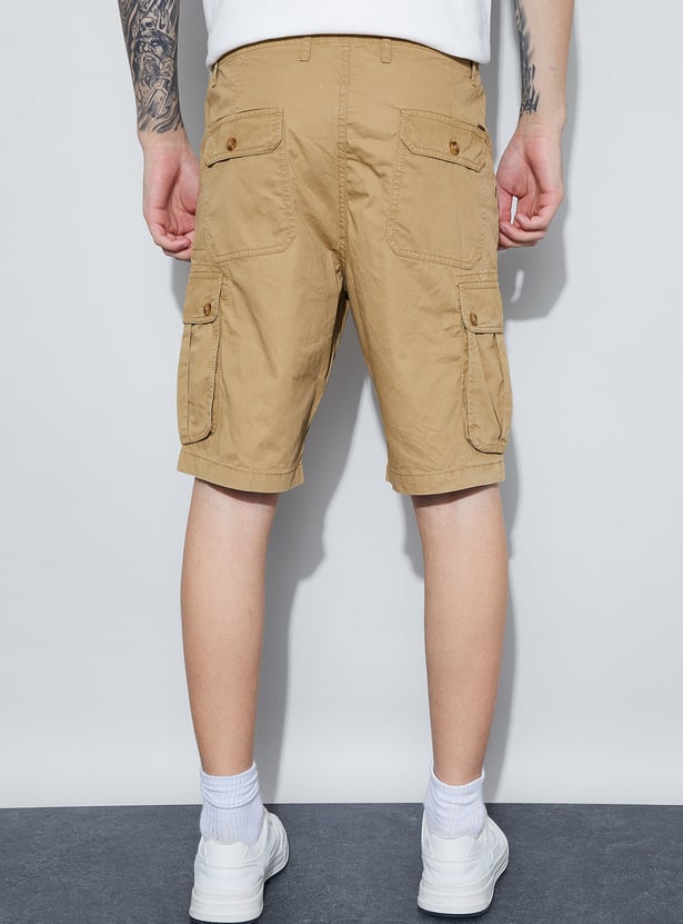 FAME FOREVER Solid Cargo Shorts