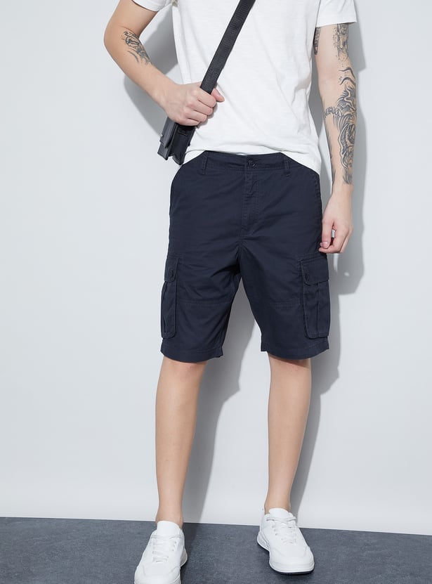 FAME FOREVER Solid Cargo Shorts