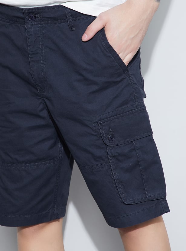 FAME FOREVER Solid Cargo Shorts
