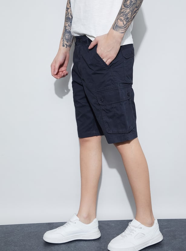 FAME FOREVER Solid Cargo Shorts