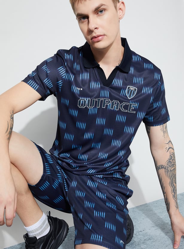 FAME FOREVER ACTIVE Printed Johnny Collar T-shirt