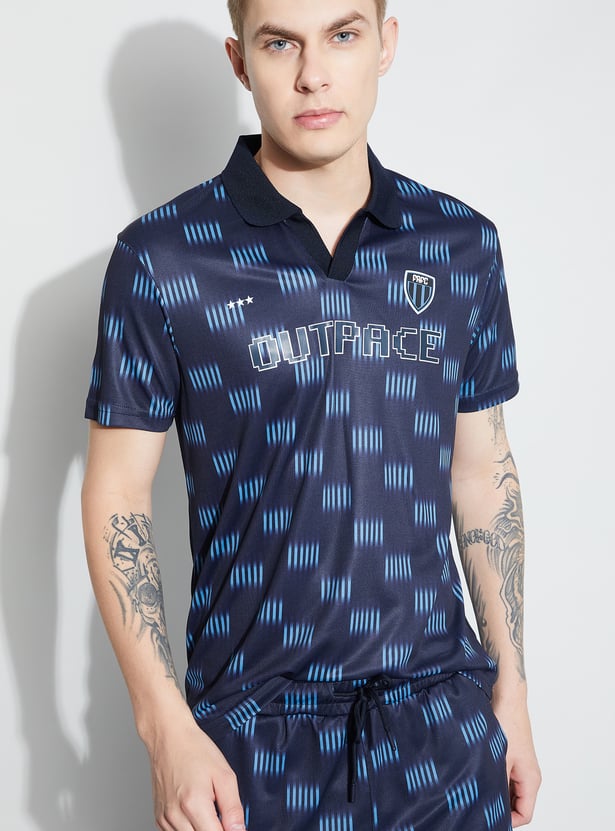 FAME FOREVER ACTIVE Printed Johnny Collar T-shirt