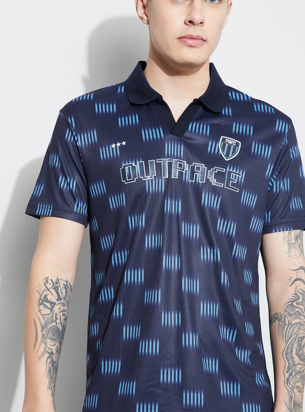FAME FOREVER ACTIVE Printed Johnny Collar T-shirt