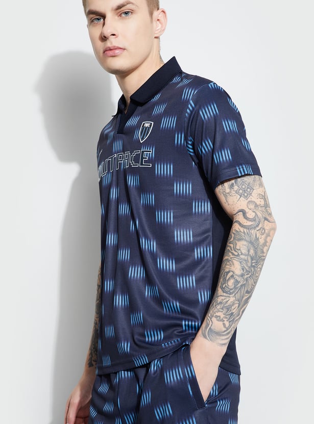 FAME FOREVER ACTIVE Printed Johnny Collar T-shirt