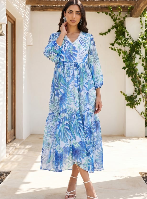W Floral Print Maxi Dress