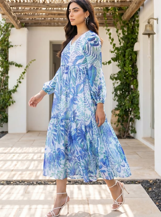 W Floral Print Maxi Dress
