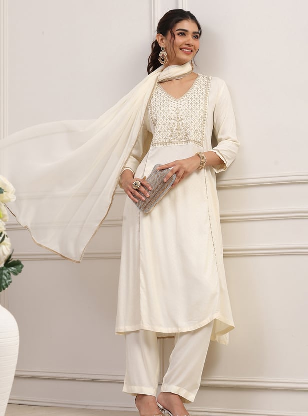 BIBA Embroidered Kurta Set