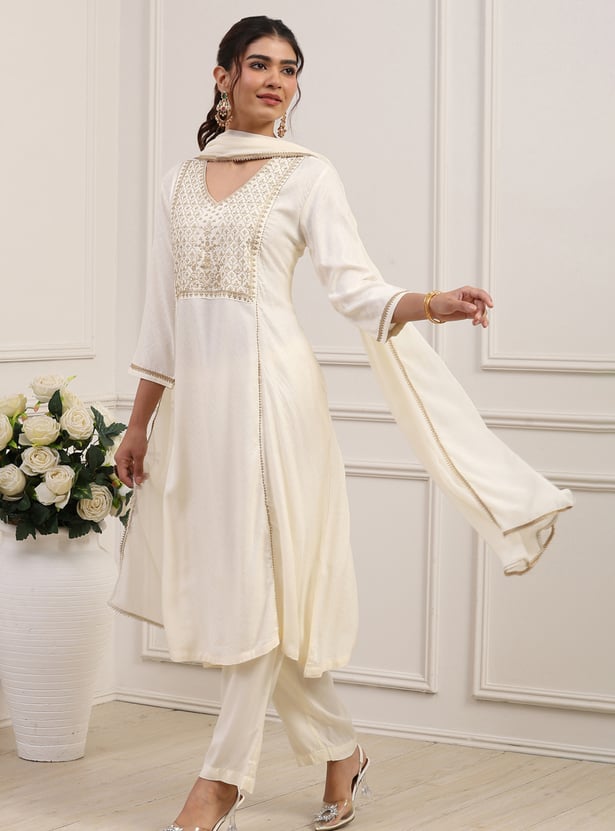 BIBA Embroidered Kurta Set