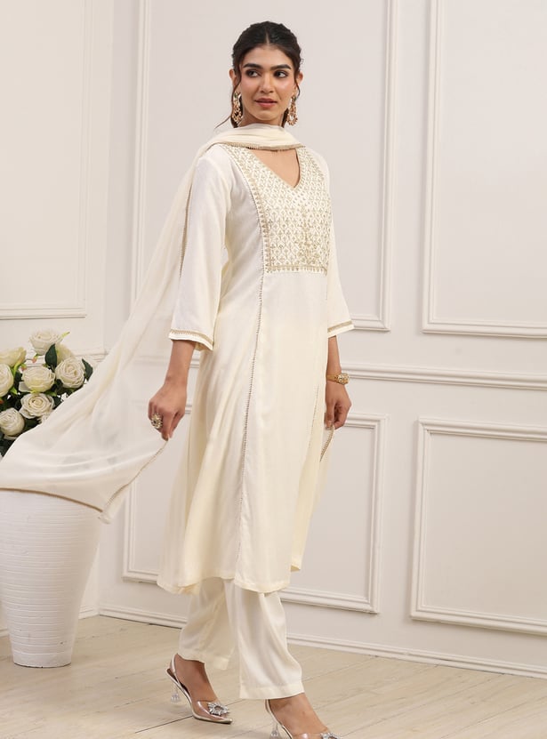 BIBA Embroidered Kurta Set