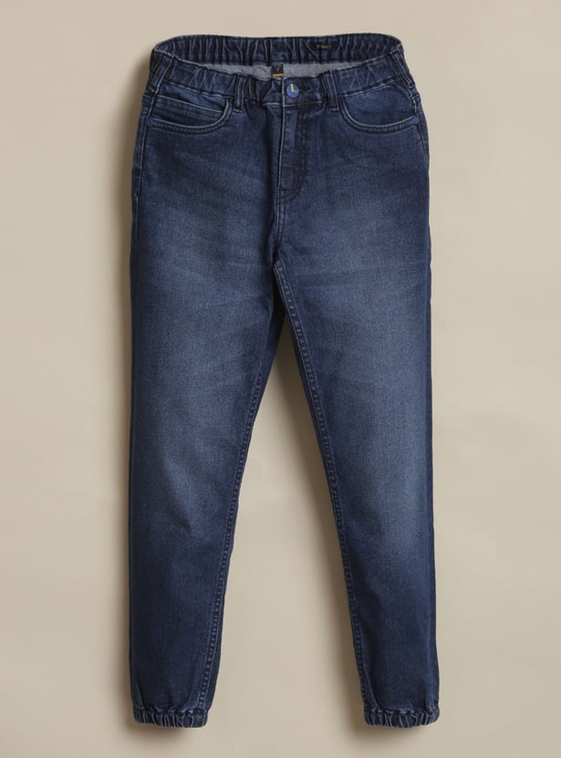 ALLEN SOLLY Boys Medium Wash Jogger Jeans