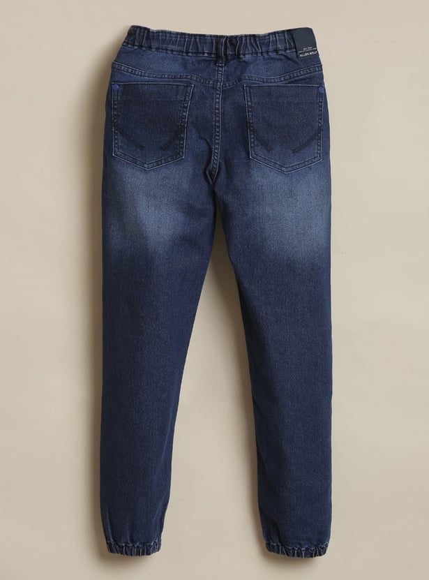 ALLEN SOLLY Boys Medium Wash Jogger Jeans