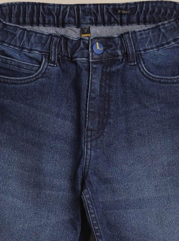 ALLEN SOLLY Boys Medium Wash Jogger Jeans