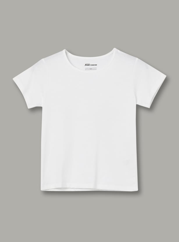 FAME FOREVER Girls Striped Dress with T-shirt