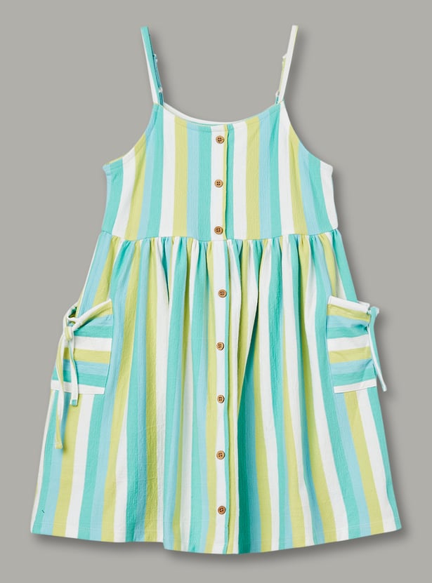 FAME FOREVER Girls Striped Dress with T-shirt