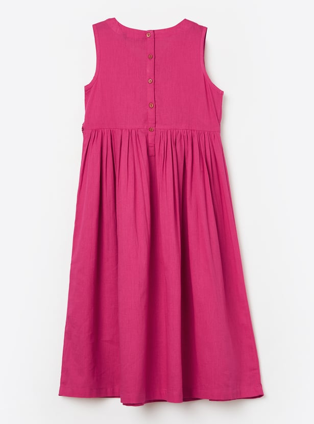 MELANGE Girls Embroidered A-line Dress