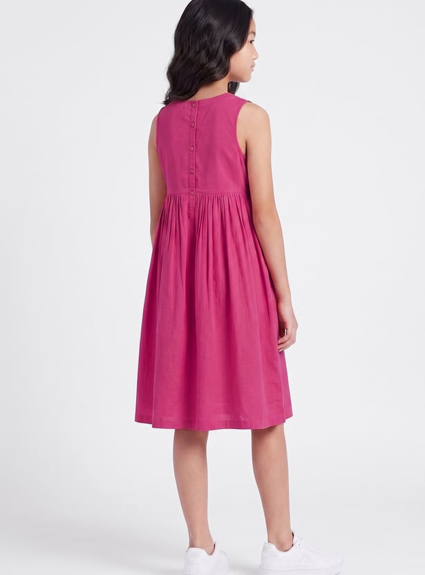MELANGE Girls Embroidered A-line Dress