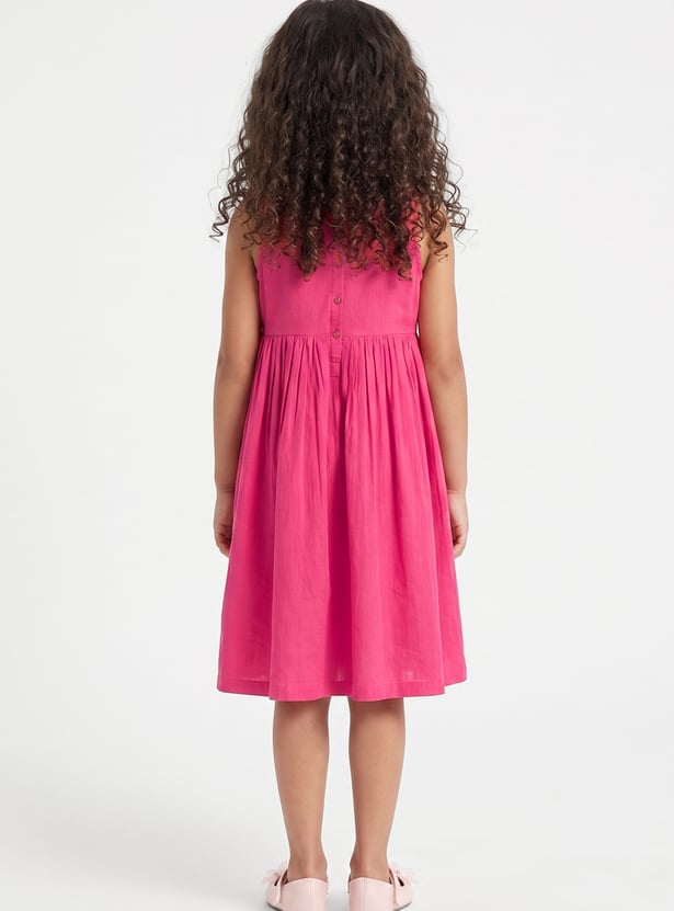 MELANGE Girls Embroidered Fit & Flare Dress