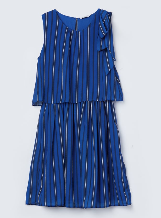 FAME FOREVER Girls Striped Bow Design Dress