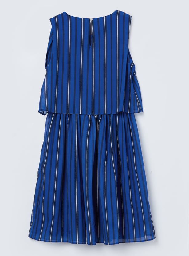 FAME FOREVER Girls Striped Bow Design Dress