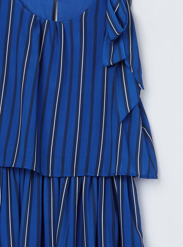 FAME FOREVER Girls Striped Bow Design Dress
