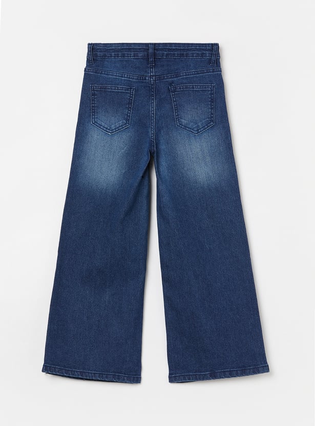 FAME FOREVER Girls Embellished Wide Leg Jeans