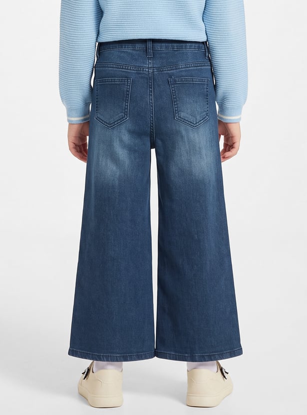 FAME FOREVER Girls Embellished Wide Leg Jeans
