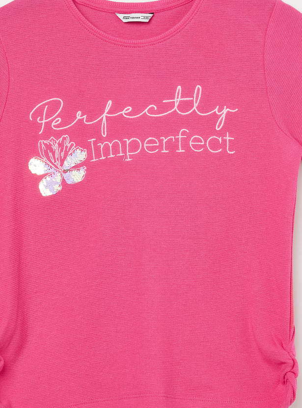 FAME FOREVER Girls Embroidered T-shirt