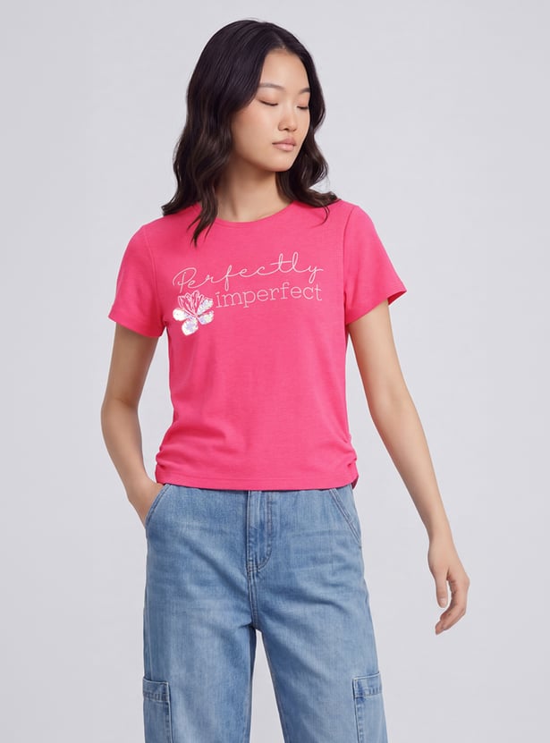FAME FOREVER Girls Embroidered T-shirt