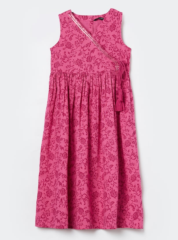 MELANGE Girls Printed Wrap Dress