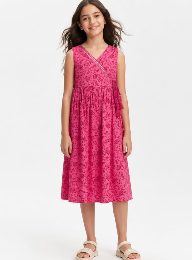 MELANGE Girls Printed Wrap Dress