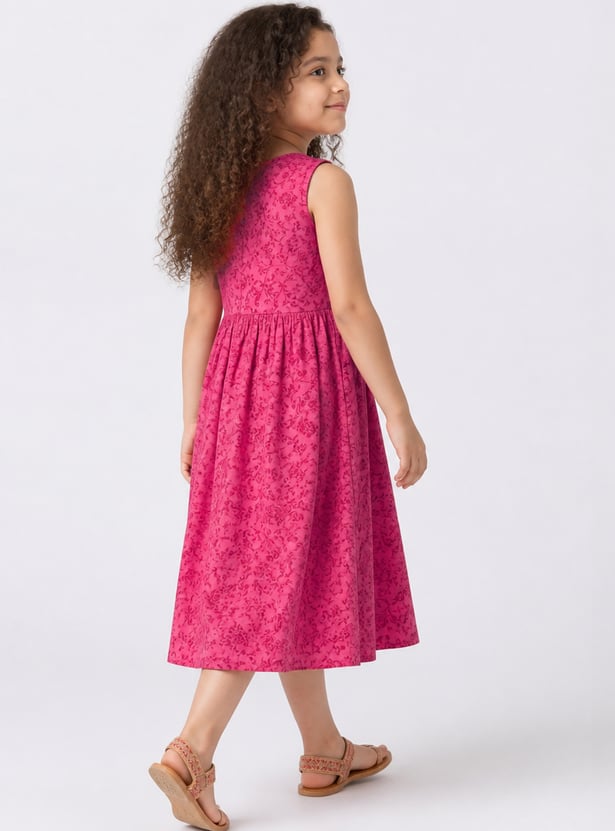 MELANGE Girls Floral Print Dress