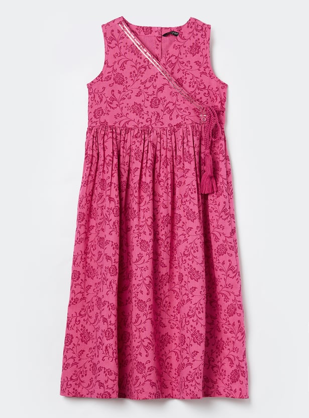 MELANGE Girls Floral Print Dress