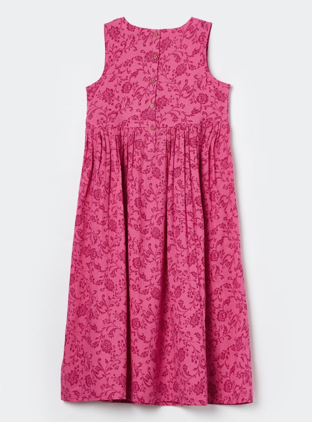 MELANGE Girls Floral Print Dress