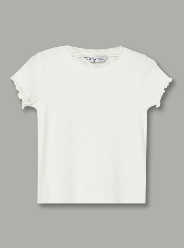 FAME FOREVER Girls Solid Dungaree with T-Shirt Set