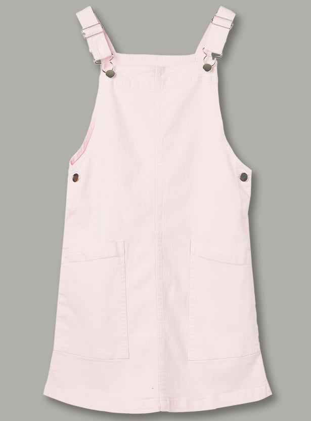 FAME FOREVER Girls Solid Dungaree with T-Shirt Set