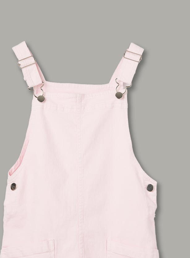FAME FOREVER Girls Solid Dungaree with T-Shirt Set