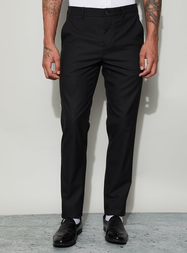 CODE Solid Slim Tapered Formal Trousers