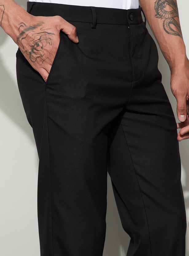 CODE Solid Slim Tapered Formal Trousers