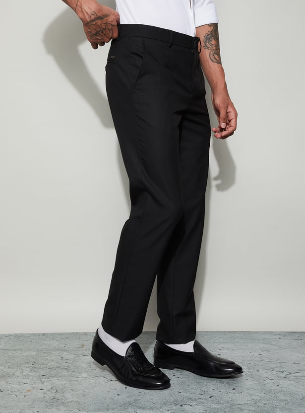 CODE Solid Slim Tapered Formal Trousers