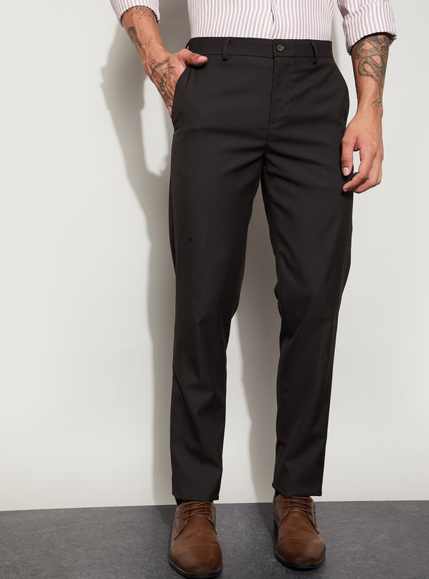 CODE Solid Slim Tapered Formal Trousers