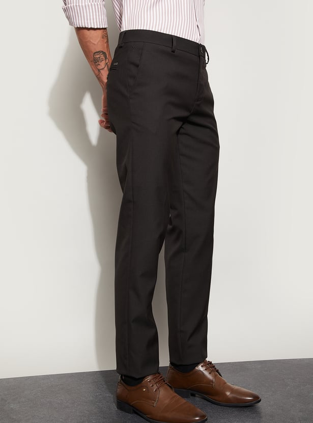 CODE Solid Slim Tapered Formal Trousers