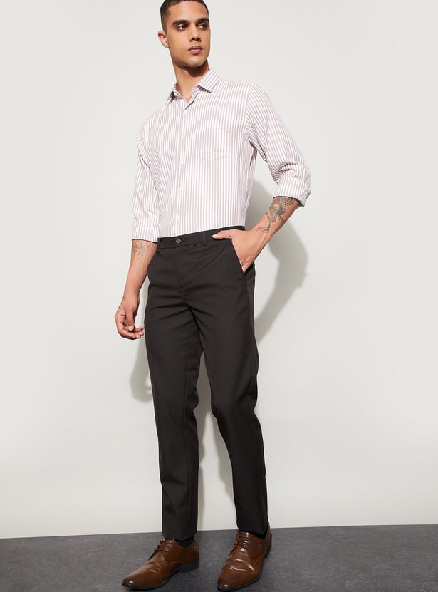 CODE Solid Slim Tapered Formal Trousers
