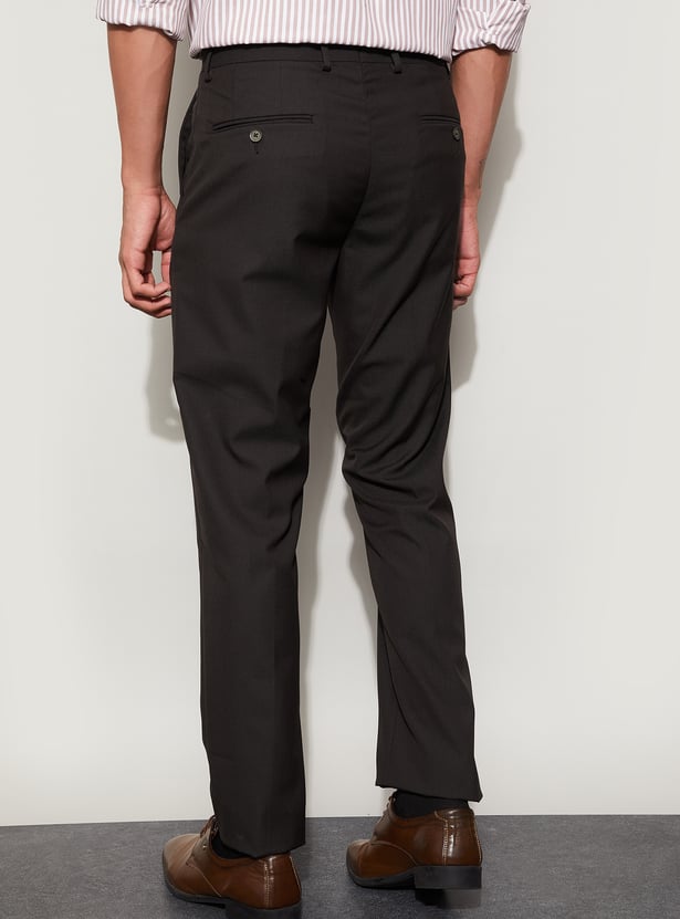 CODE Solid Slim Tapered Formal Trousers