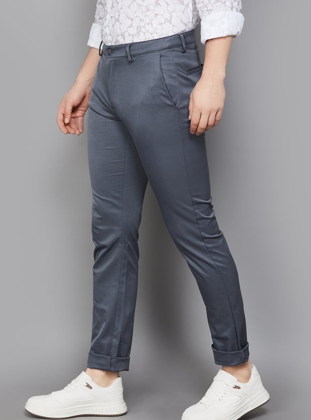 BLACKBERRYS Solid Slim Straight Trousers