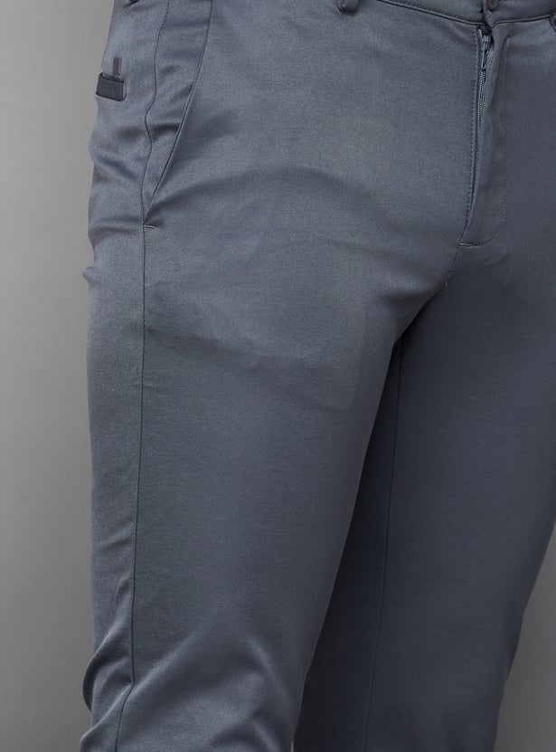 BLACKBERRYS Solid Slim Straight Trousers