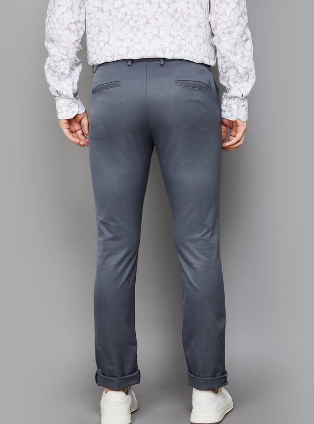 BLACKBERRYS Solid Slim Straight Trousers