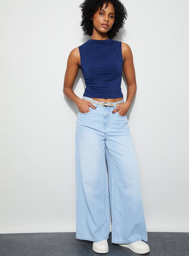 GINGER Solid High-Waist Jeans