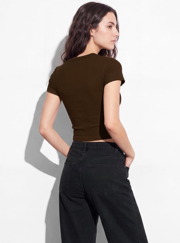 GINGER Solid Crop T-shirt