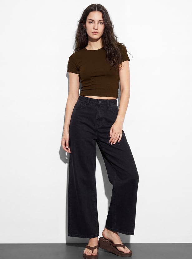 GINGER Solid Crop T-shirt